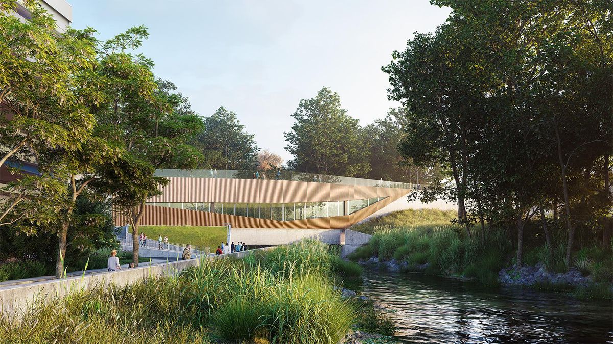 Rendu 3D du projet du pont de la Seymaz et de ses abords.