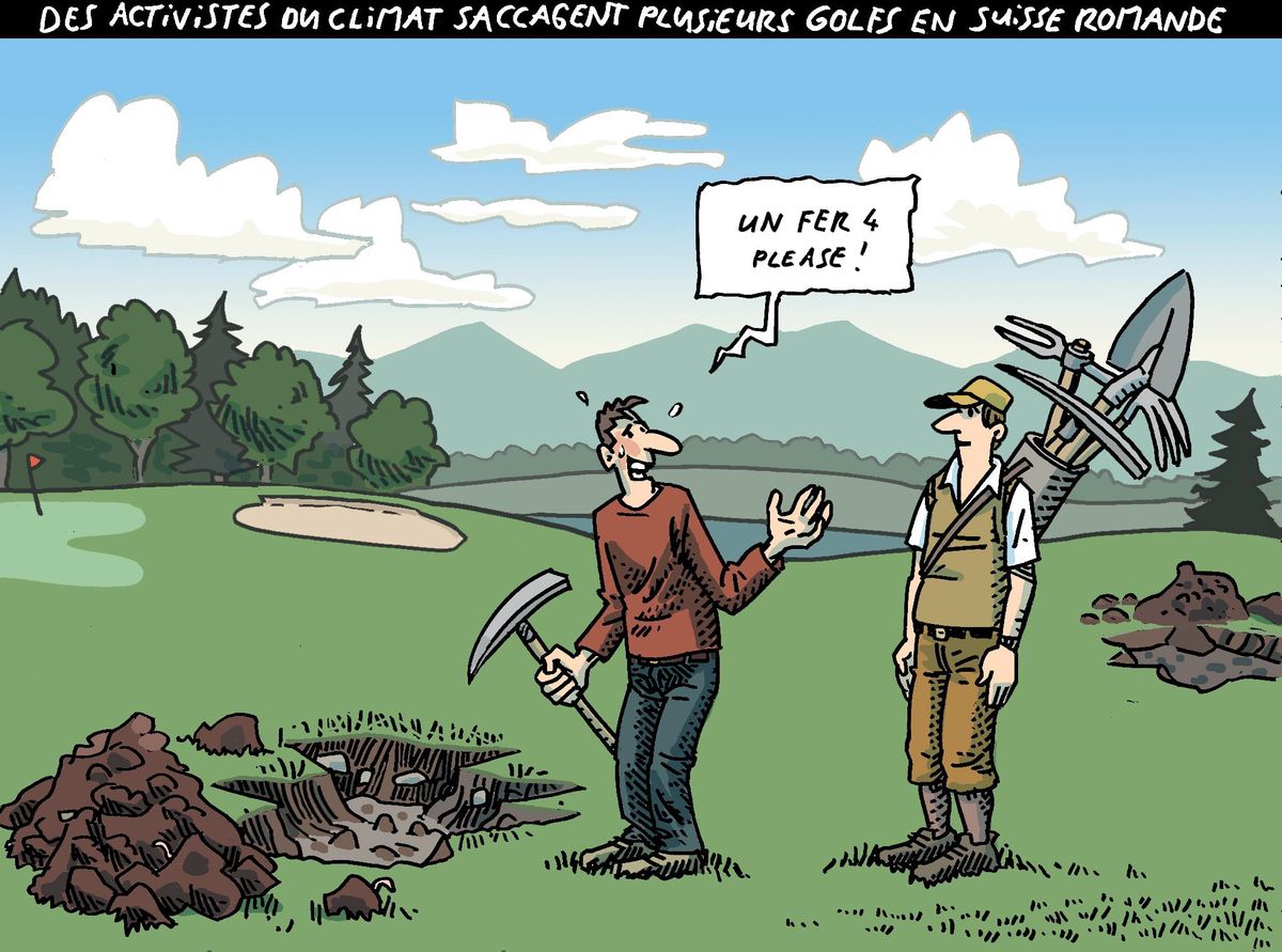 Des activistes  du climat saccagent des golfs en Suisse romande