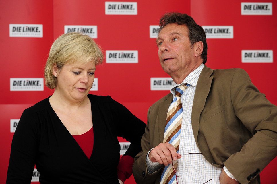 Die Bundesvorsitzenden der Partei Die Linke, Gesine Loetzsch und Klaus Ernst.