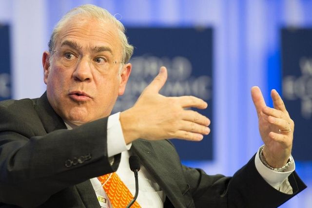 Angel Gurria, secrétaire général de l'OCDE, lors du Forum Economique Mondial de Davos le 23 janvier 2014.