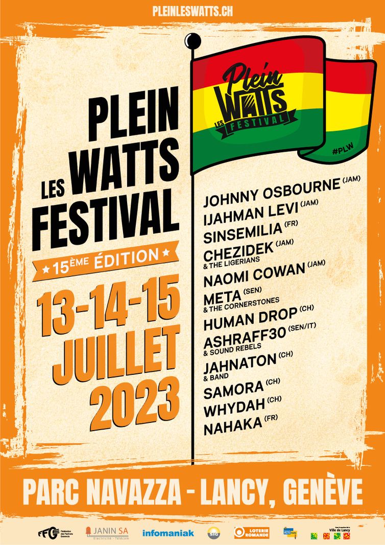 L’affiche de l’édition 2023 du Plein-les-Watts Festival à Lancy.