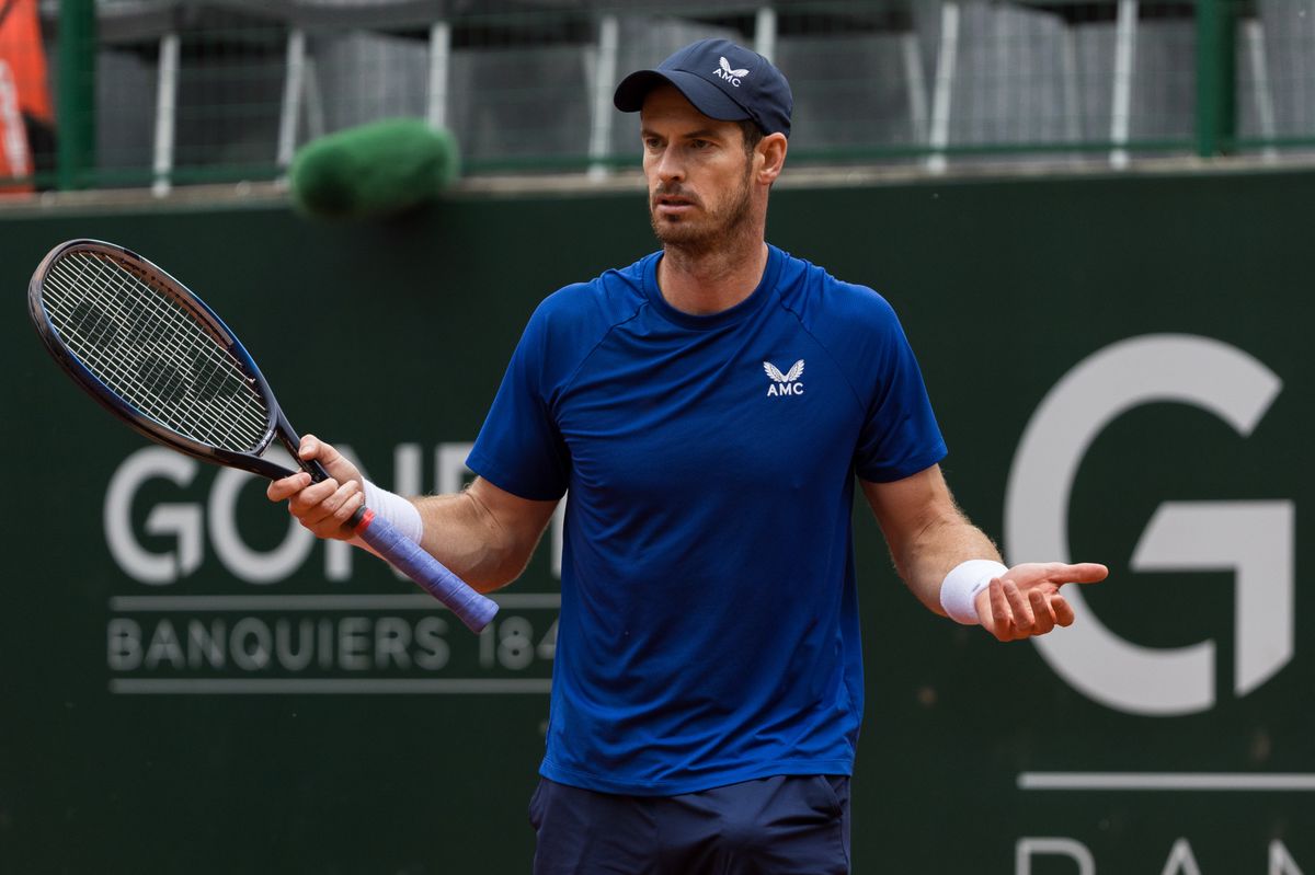 Frustration Andy Murray, pendant le match du premier tour entre l'allemand Yannick Hanfmann et l'ecossais Andy Murray, durant le Geneva Open 2024, le lundi 20 mai 2024 au Tennis Club de Geneve Eaux-Vives a Geneve (Bastien Gallay / GallayPhoto)