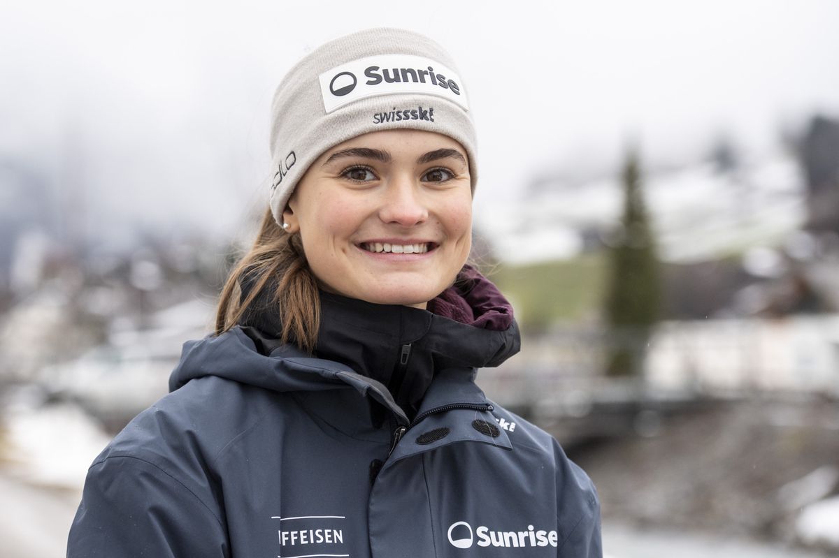 Sina Arnet from Switzerland before the Trainings Jump at the women's ski jumping FIS World Cup in Engelberg, Switzerland, Thursday, December 14, 2023. (KEYSTONE/Urs Flueeler)
