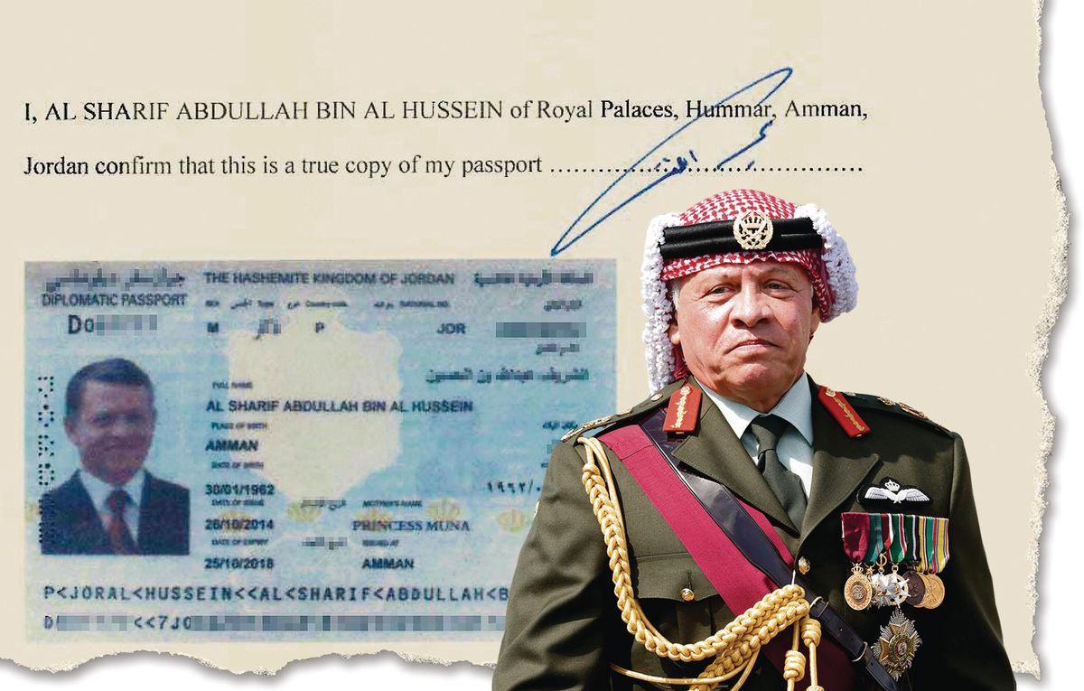 Le passeport du roi de Jordanie Abdallah II, extrait des «Pandora Papers».