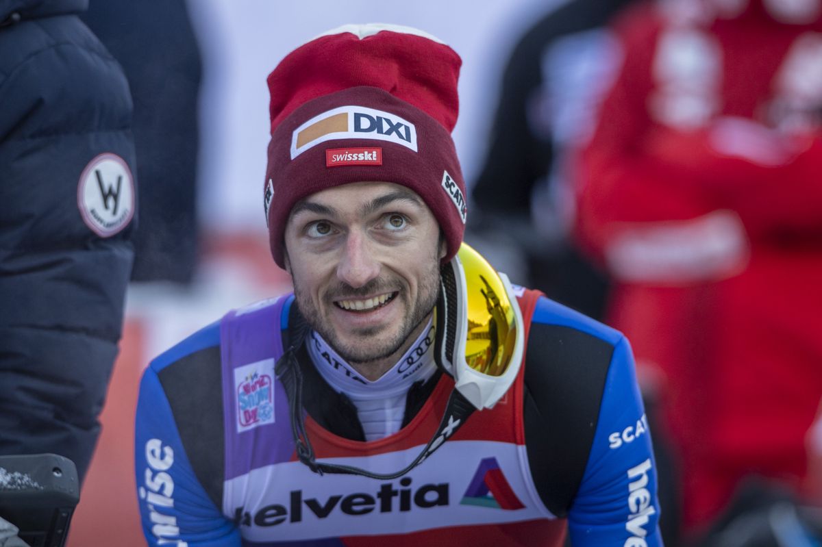 Killian Peier of Switzerland at the men's ski jumping FIS World Cup in Engelberg, Switzerland, Sunday, December 18, 2022. (KEYSTONE/Urs Flueeler)