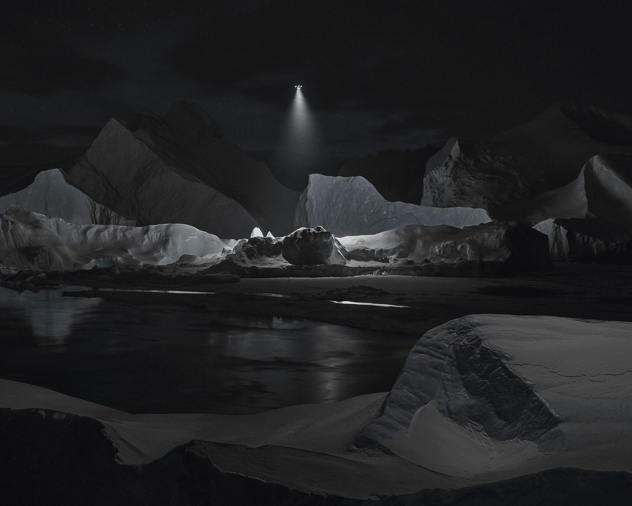 Dieses Bild zu schiessen war mit einigem Materialaufwand verbunden. Hier zu sehen: Julian Charrières «Towards No Earthly Pole - Vostok», 2019.