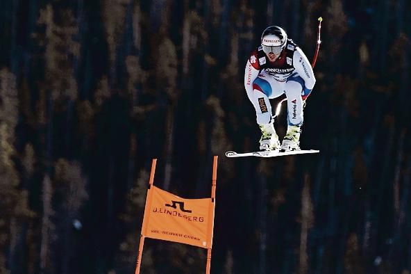 Beat Feuz en pleine descente lors du championnat du monde de ski alpin en 2015 à Beaver Creek, Colorado. (08.02.2015). 