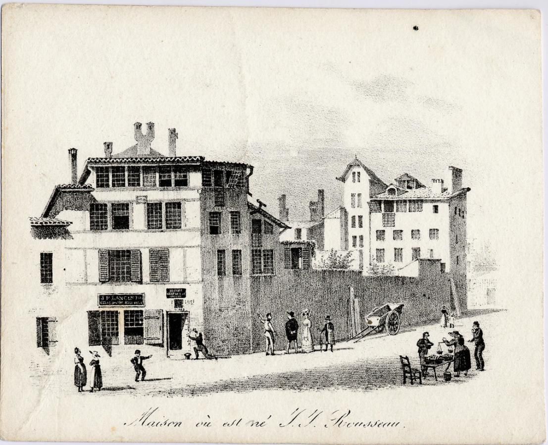 La prétendue maison natale de Jean-Jacques Rousseau dans la rue qui porte son nom.