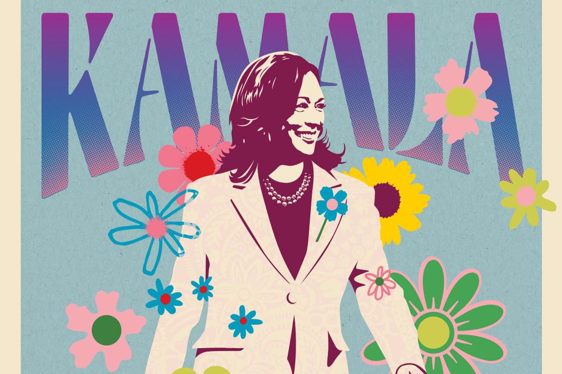 Les tirages de Kii Arens «Pour Kamala» sont vendus 200 dollars pièce sur le site artistsforkamala.org. 
