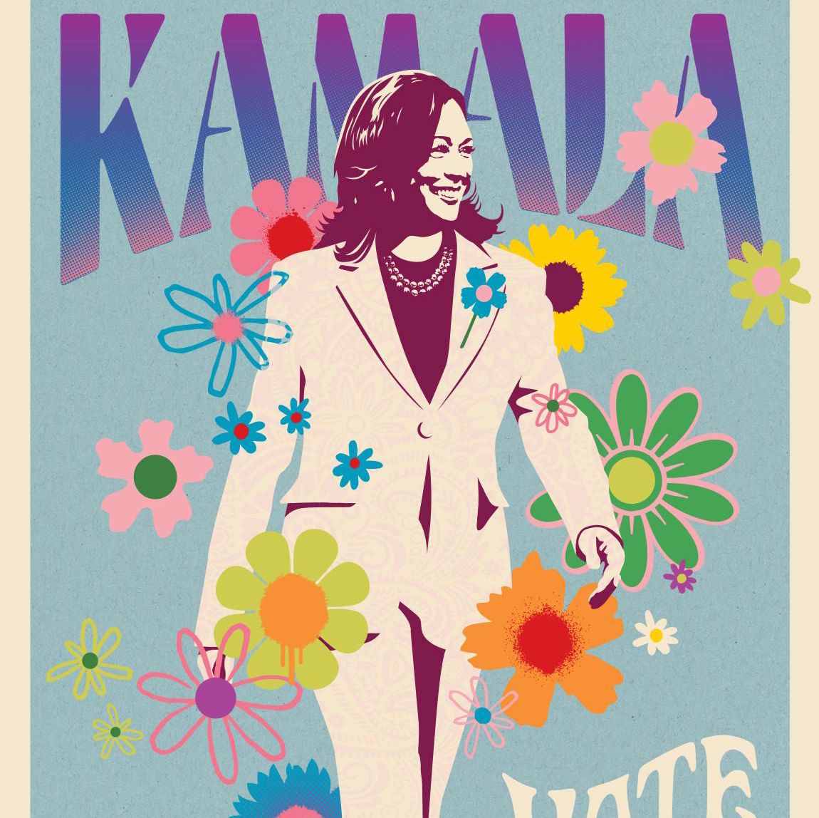 Les tirages de Kii Arens «Pour Kamala» sont vendus 200 dollars pièce sur le site artistsforkamala.org. 
