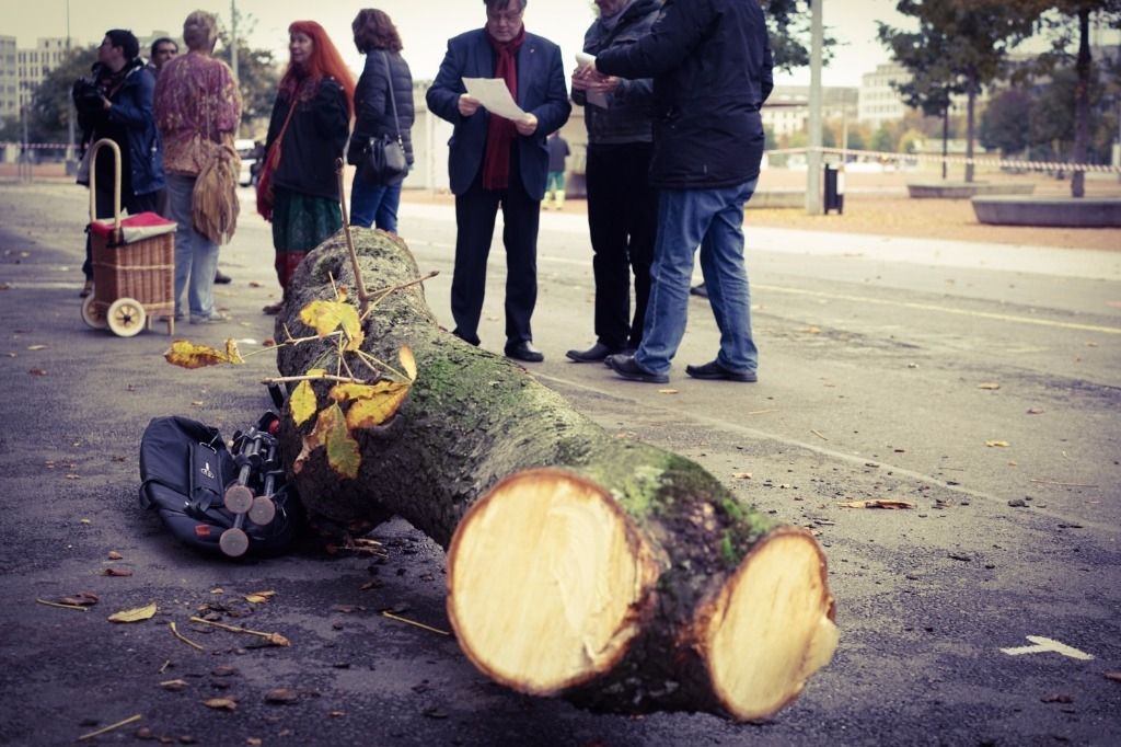 Les opposants sont tenus à distance, les bûcherons avancent sous bonne escorte