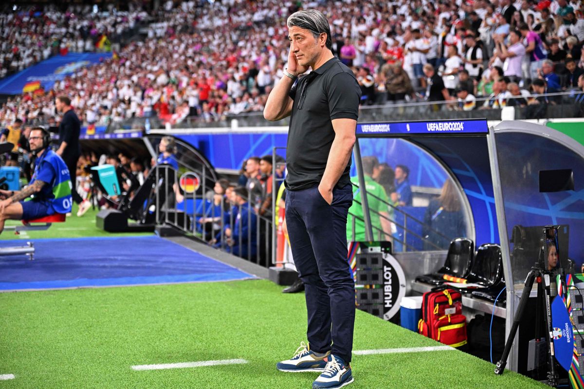 Switzerland's head coach Murat Yakin follows the action from the sidelines during the UEFA Euro 2024 Group A football match between Switzerland and Germany at the Frankfurt Arena in Frankfurt am Main on June 23, 2024. (Photo by Kirill KUDRYAVTSEV / AFP)