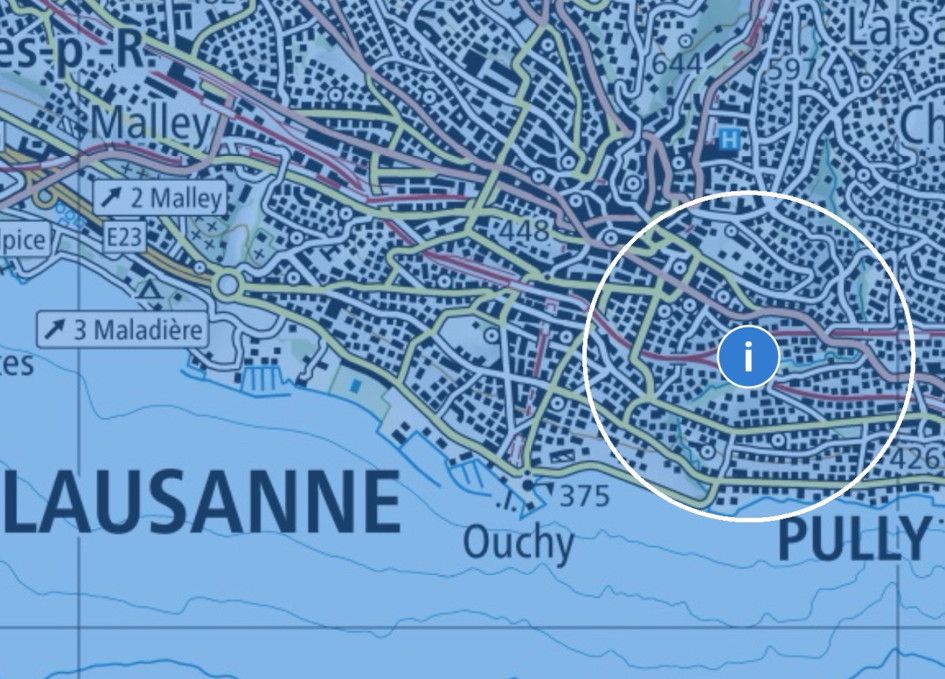 Capture d'écran du site Alertswiss montrant une carte de l'est de Lausanne avec une alerte d'échec de connexion Internet.