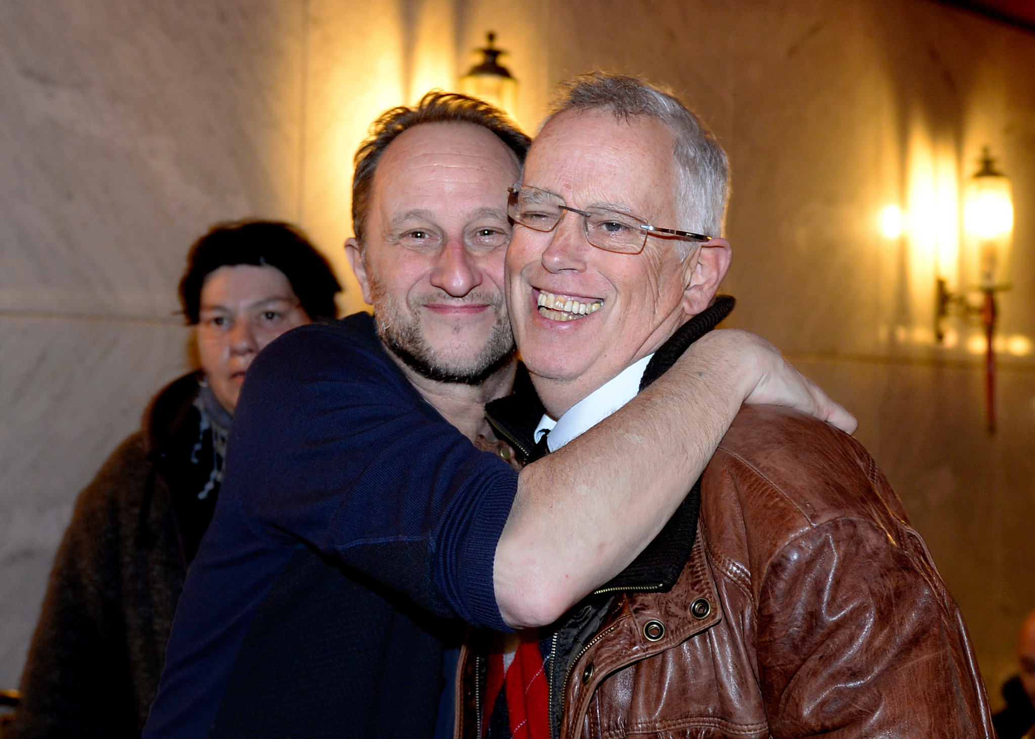 Benoît Poelvoorde et Eugène Chaplin en 2014 à Vevey.