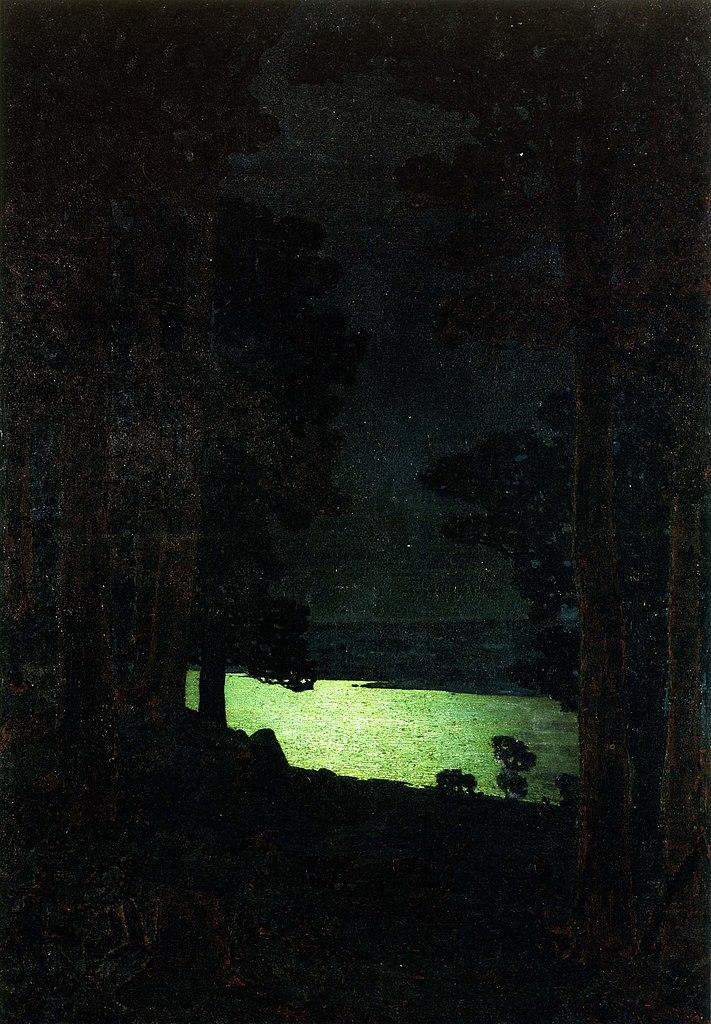 Le tableau mystérieux (il s’est foncé au cours du temps à cause du bitume utilisé) d’Arkhyp Kuinszhi qui sert d’affiche pour Genève.