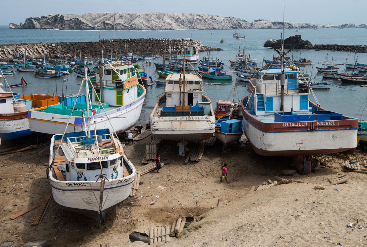 Picture of Islilla, in Piura, northern Peru, taken on July 14, 2016. Overfishing has put in risk the subsistence of the 30,000 artisanal fishermen that fish in a stretch of 250 km of coastline between Islilla and Punta Sal, in Piura and Tumbes regions. To protect the marine ecosystem and those who live in harmony with it, environmental organizations and civil society proposed the government create a marine reserve, the "Reserved Zone Sea Tropical Pacific". (Photo by CRIS BOURONCLE / AFP)