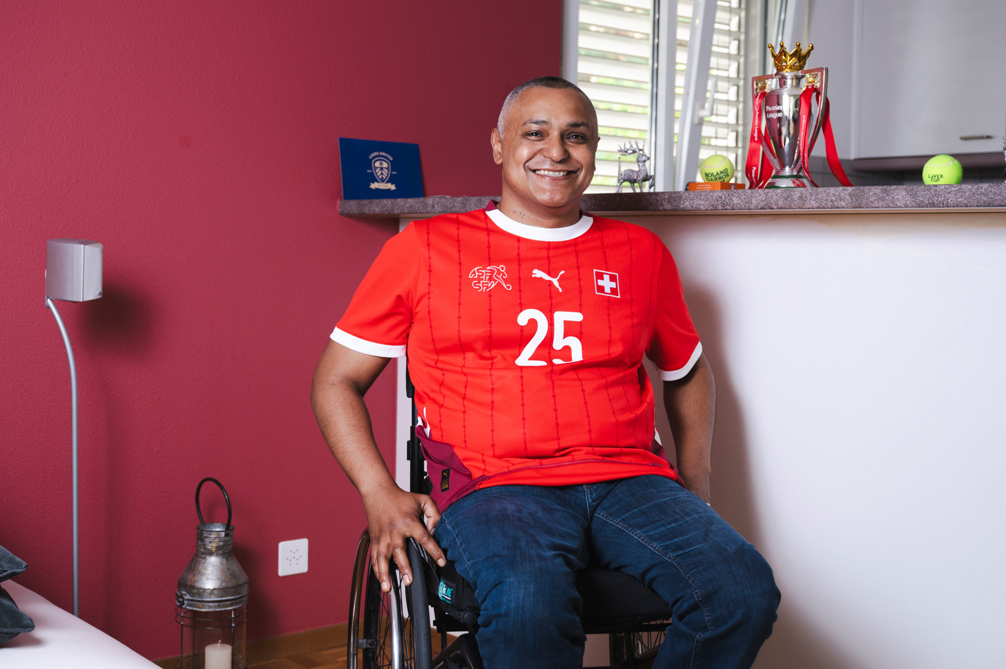 Nicolas Lefèvre, un supporter vaudois qui a suivi l'équipe de Suisse à l'Euro. (Marie-Lou Dumauthioz/24heures) 