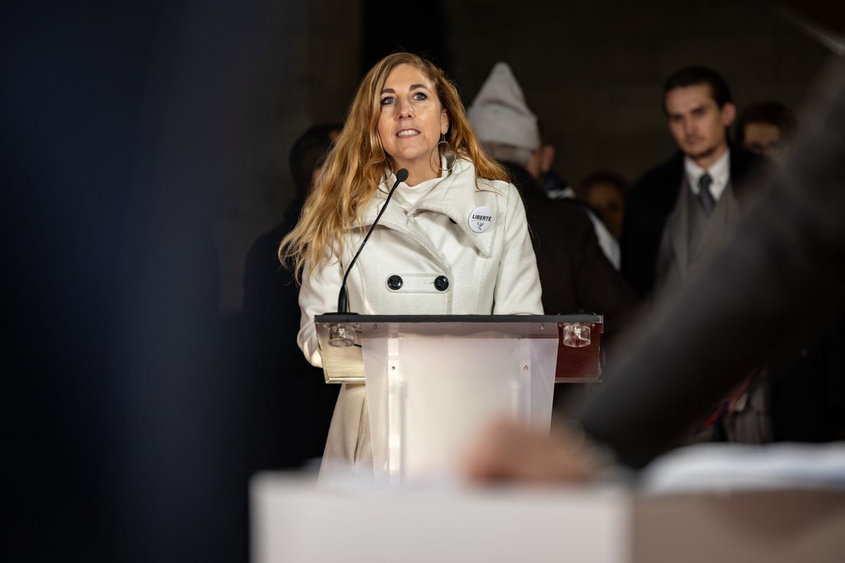 Genève , le 12 novembre 2023. Second tour des élections au Conseil des Etats. 
Chloé Frammery(liste Liberté-Peuple d'abord).
Photo Pierre Albouy/Tribune de Genève