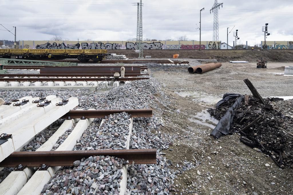 Le tronçon entre Bâle et Weil am Rhein sur le chantier de la Deutsche Bahn dans le cadre de la construction et de l’extension de la ligne ferroviaire Bâle-Karlsruhe, photographié le mardi 15 février 2022 à Bâle.