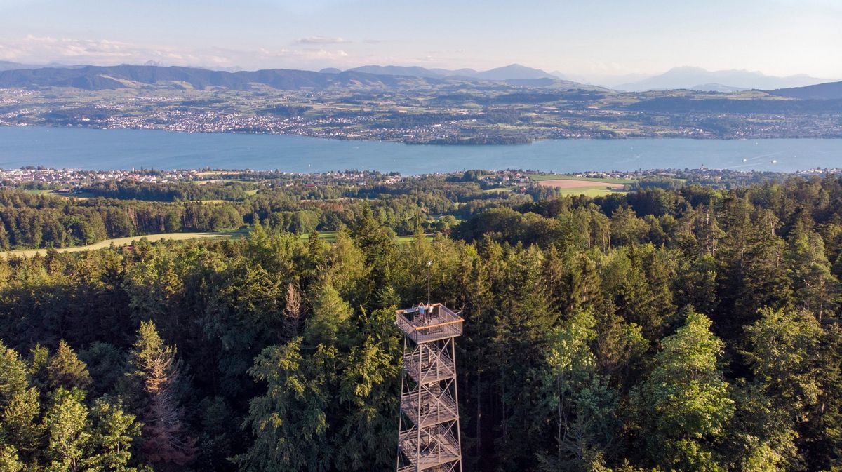 Blick vom Pfannenstil über den Zürichsee an das linke Ufer, wo am 27. März Erneuerungswahlen stattfinden.