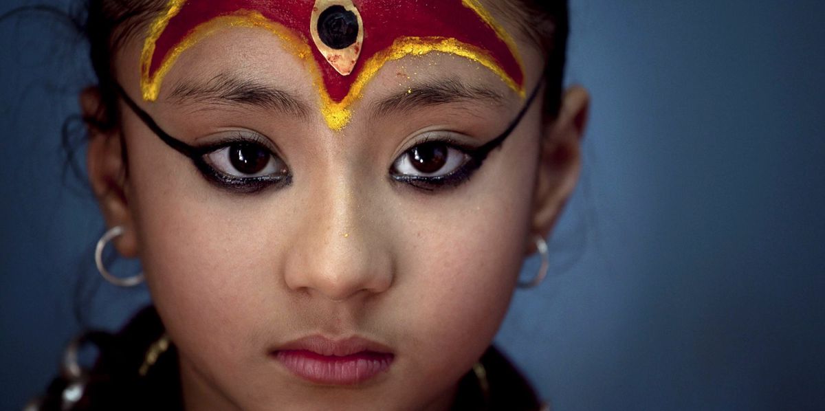 epa02750496 (03/16) Kumari Samita Bajracharya wears makeup before attending a festival, at Kumari Ghar in Patan City, Nepal, 07 April 2011. A Kumari, or Kumari Devi, is a ‘living goddess'. The world literally means virgin in Nepali. The Living Goddesses are young pre-pubescent girls that are considered to be incarnations of the Hindu Goddess of Power, Kali. They are worshipped in Nepal by both Hindus and Buddhists. Samita Bajracharya was appointed the new Kumari of Patan City after her predecessor, Chanira Bajracharya, then aged 16, reached puberty, which means that she is considered ritually unclean. EPA/NARENDRA SHRESTHA ***PLEASE REFER TO THE ADVISORY NOTICE (epa02750492) FOR COMPLETE FEATURE TEXT***