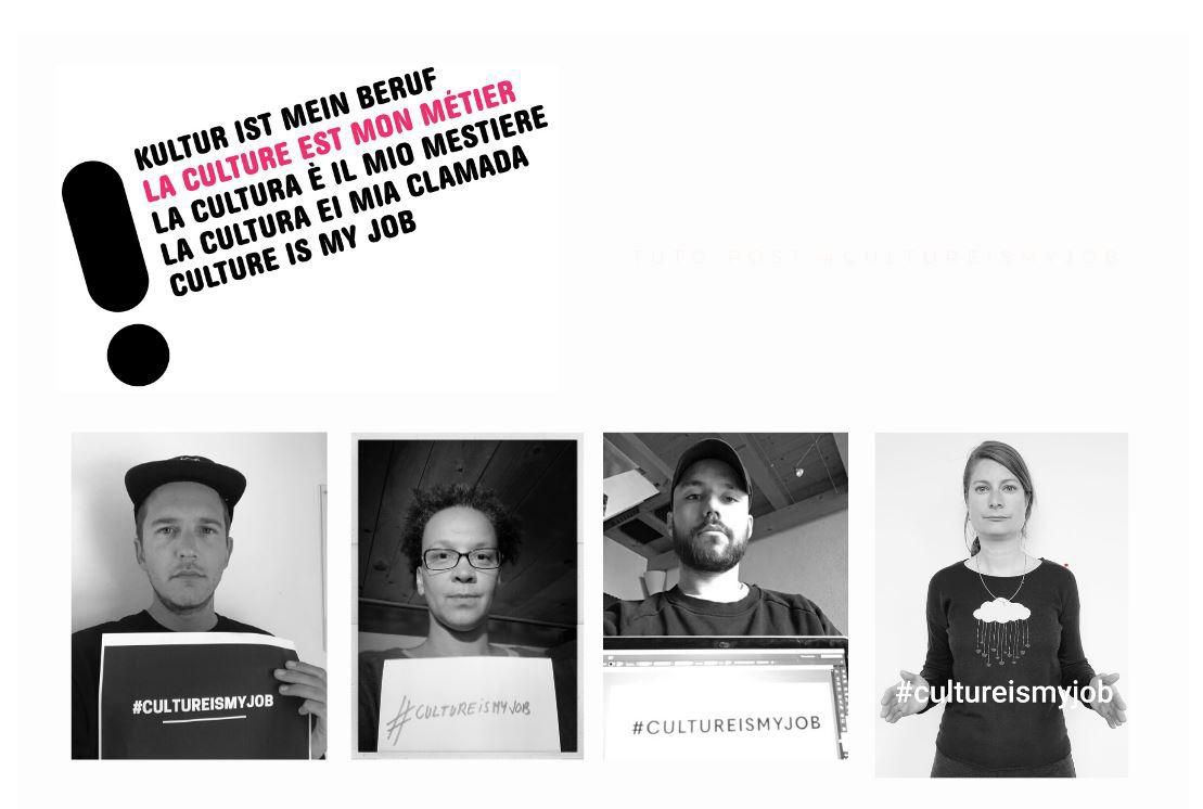 Les professionnels de la culture publient des photos d’eux avec le hashtag #Cultureismyjob.