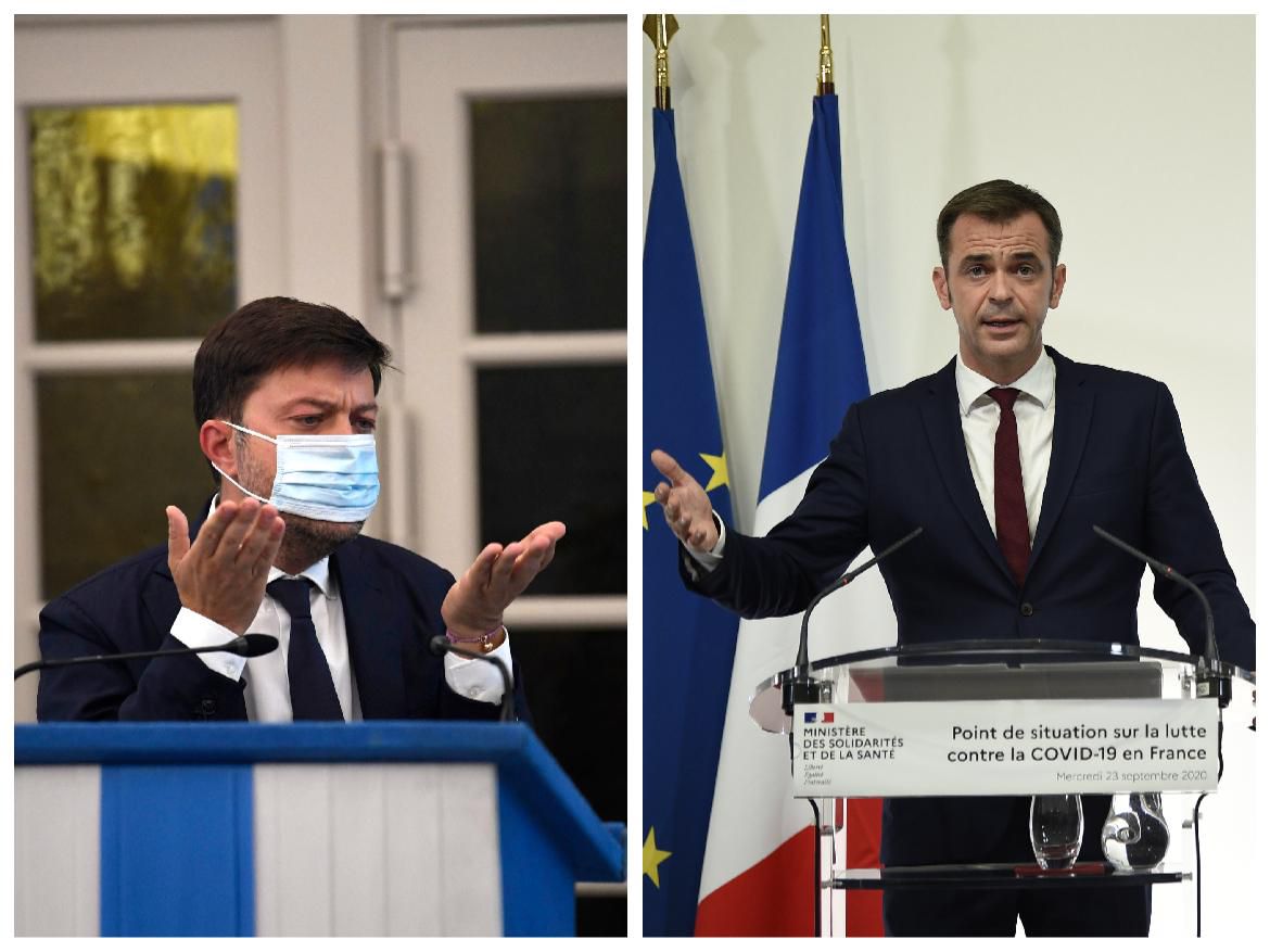 Le premier adjoint au maire de Marseille, Benoît Payan, à gauche, s’est insurgé contre les mesures gouvernementales annoncées par le ministre de la Santé Olivier Véran, à droite.