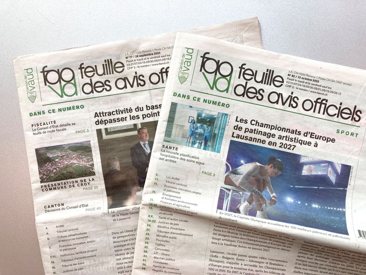 Qui gérera la «Feuille des Avis officiels»?