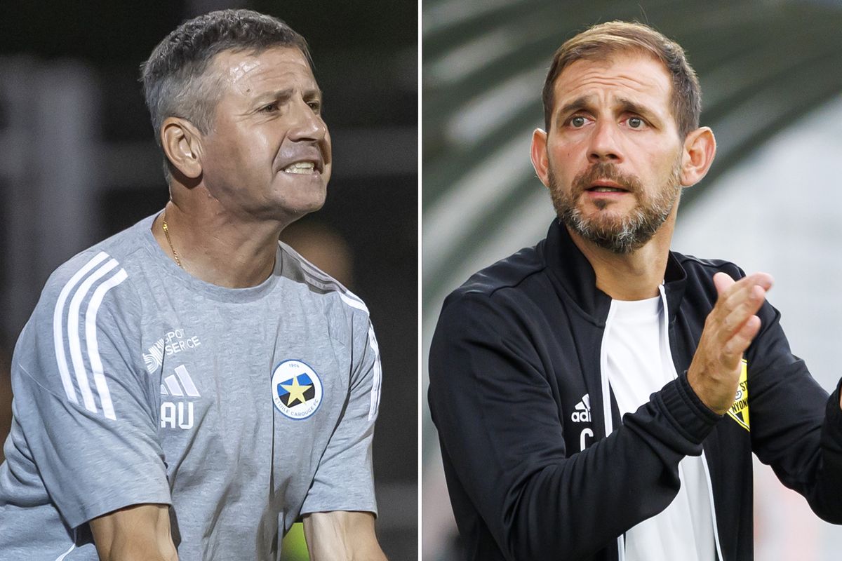 Adrian Ursea, l'entraîneur de l'Etoile Carouge FC, réagit lors du match de Super League entre Etoile Carouge FC et Wil FC au Stade De La Fontenette à Carouge, en Suisse, le vendredi 30 août 2024.