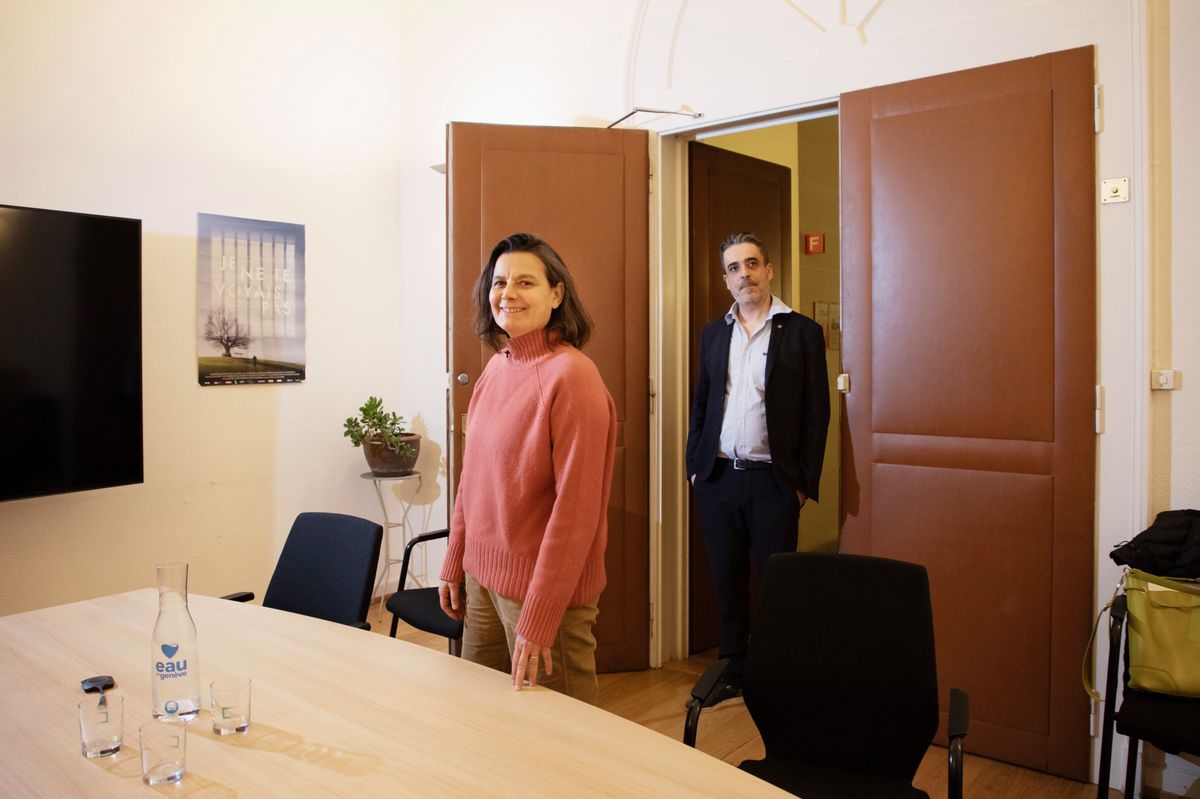 Genève le 11.01.2024, Palais de Justice,  Le bureau de la médiation a ouvert à Genève,  Marie-Laure Canasa, responsable du bureau et Enrique Alvarin, membre © Georges Cabrera