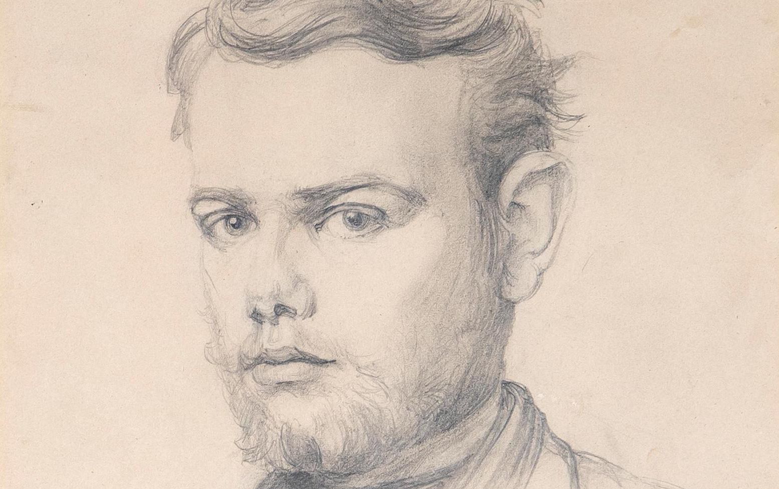Eugène Burnand, Autoportrait, mai 1872 (dessin au crayon, 50 x 42 cm)