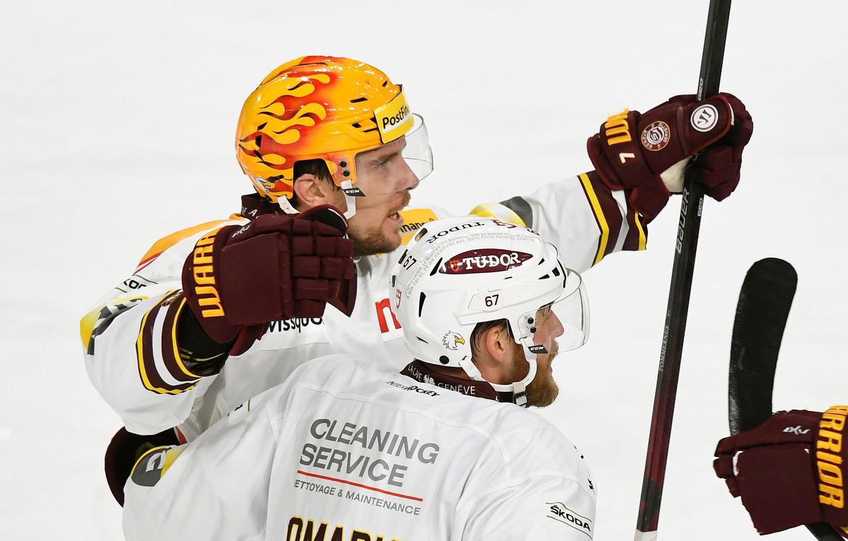 but 0-1 : joie TOEMMERNES , le buteur - OMARK (GS) 25.4.2021 , Zurich Lions - Genève Servette  ZSC-GS photo Eric Lafargue