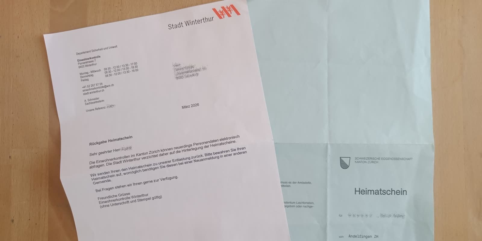 Post aus der Vergangenheit: «Bitte aufbewahren»: Winterthur schickt 50’000 Heimatscheine zurück