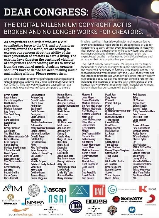 Mit diesem Schreiben wenden sich einige der bekanntesten Musiker der Welt an den US-Kongress. Sie sorgen sich um die nächste Generation Musiker, weil Youtube den Urhebern nichts für ihre Musik bezahlt. Mit diesem Schreiben wenden sich einige der bekanntesten Musiker der Welt an den US-Kongress. Sie sorgen sich um die nächste Generation Musiker, weil Youtube den Urhebern nichts für ihre Musik bezahlt.