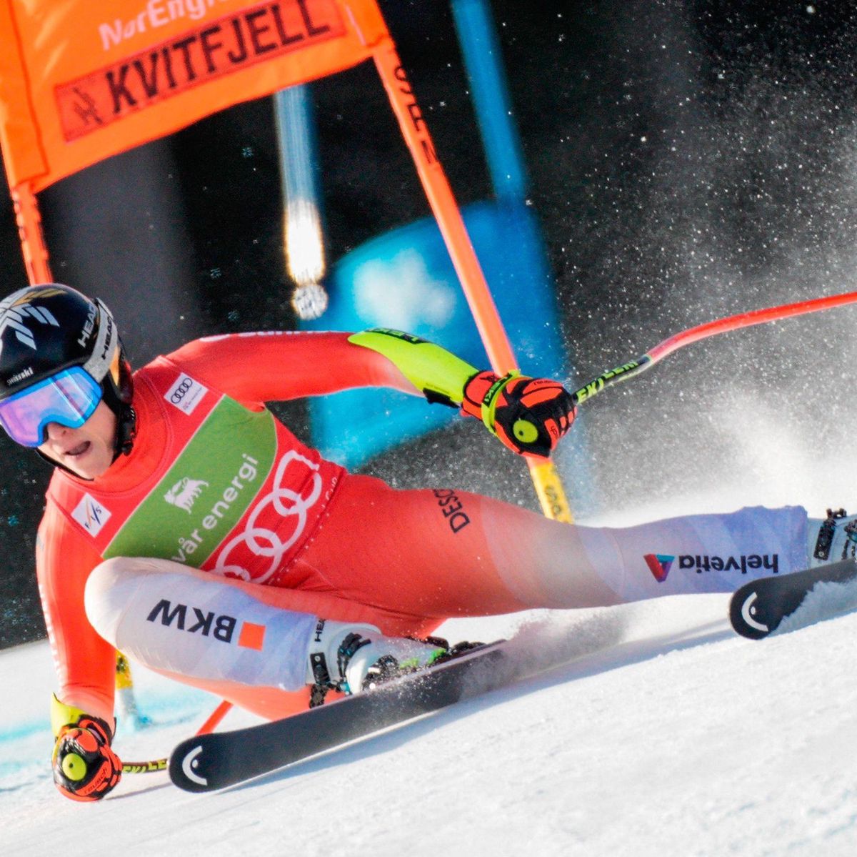Lara Gut-Behrami de la Suisse en compétition lors de la course Super G féminine de la Coupe du Monde de Ski FIS à Kvitfjell, Norvège, le 2 mars 2025.