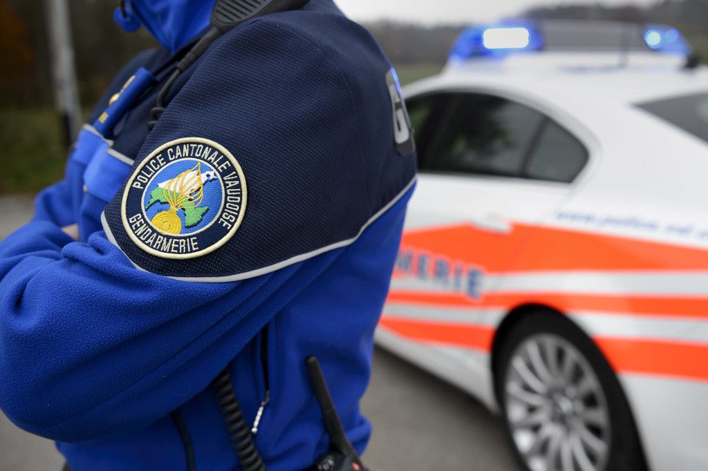 [Editor's note: photo mise-en-scene] Detail view of the uniform of a police officer of the cantonal police of Vaud, in the foreground, and a police car, in the background, photographed in Cugy, in the Canton of Vaud, Switzerland, on November 3, 2015. (KEYSTONE/Laurent Gillieron)

[Editor's note: photo mise-en-scene] Un policier (gendarme) du corps de gendarmerie de la Police cantonale vaudoise photographie proche d'une voiture de police ce mardi 3 novembre 2015 a Cugy, Vaud. (KEYSTONE/Laurent Gillieron)