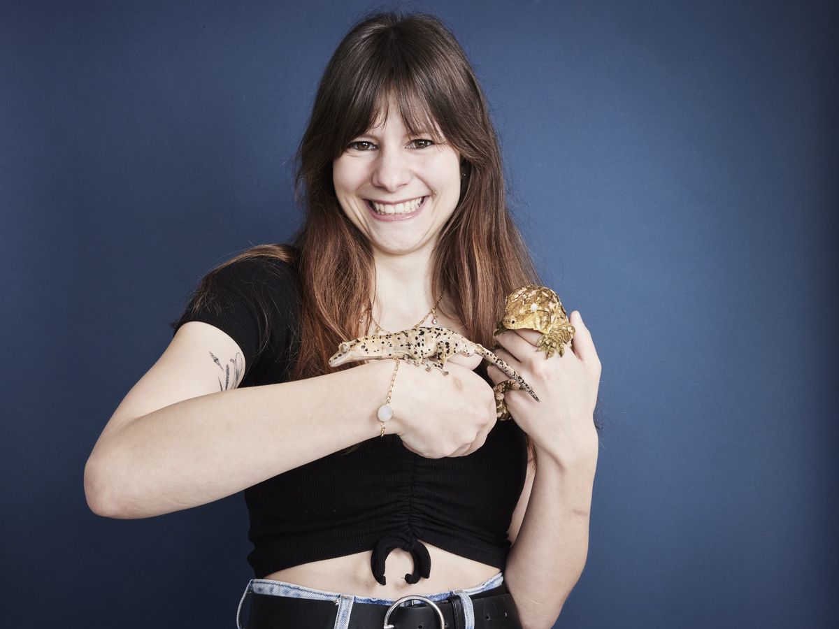 Marie et ses geckos Pop corn et Citron.       