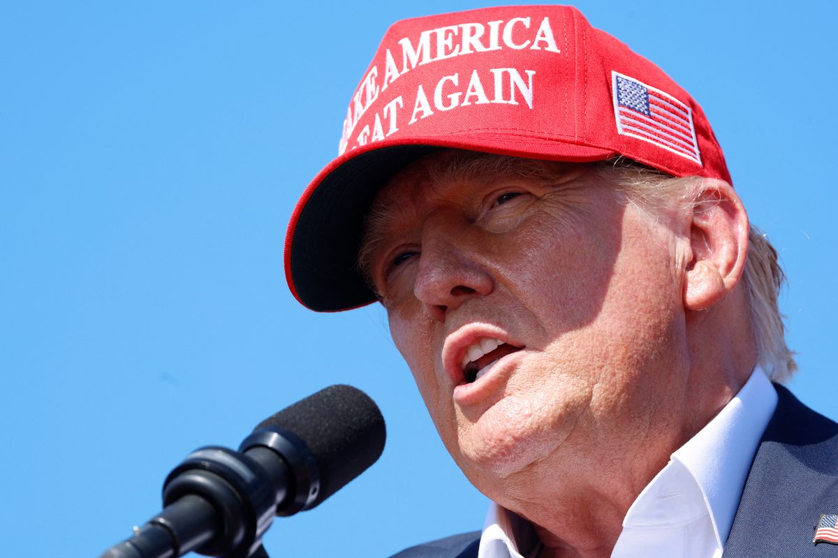 CHESAPEAKE, VIRGINIA - JUNE 28: Republican presidential candidate, former U.S. President Donald Trump speaks during a rally at Greenbrier Farms on June 28, 2024 in Chesapeake, Virginia. Last night Trump and U.S. President Joe Biden took part in the first presidential debate of the 2024 campaign.   Anna Moneymaker/Getty Images/AFP (Photo by Anna Moneymaker / GETTY IMAGES NORTH AMERICA / Getty Images via AFP)