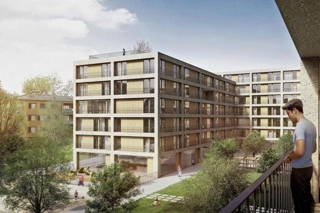 Une image de synthèse présentant les coursives et la cour intérieure dessinés par le bureau Tribu.