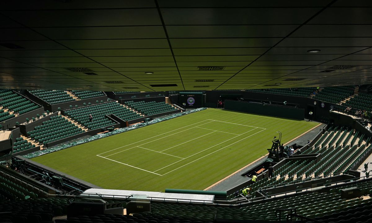 A general view of Court One at the All England Lawn Tennis Club in west London on June 26, 2024, the week before the Wimbledon Championships tennis tournament is due to start on July 1. (Photo by Ben Stansall / AFP) / RESTRICTED TO EDITORIAL USE