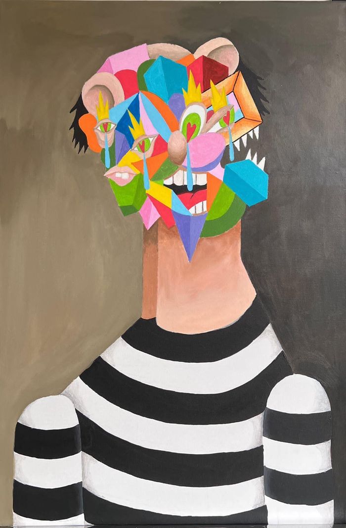 Ricow, «Le prisonnier», 2022, acrylique sur toile.