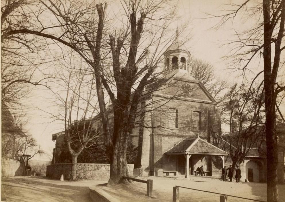 Le temple de Satigny en 1889 par Auguste Louis Garcin.