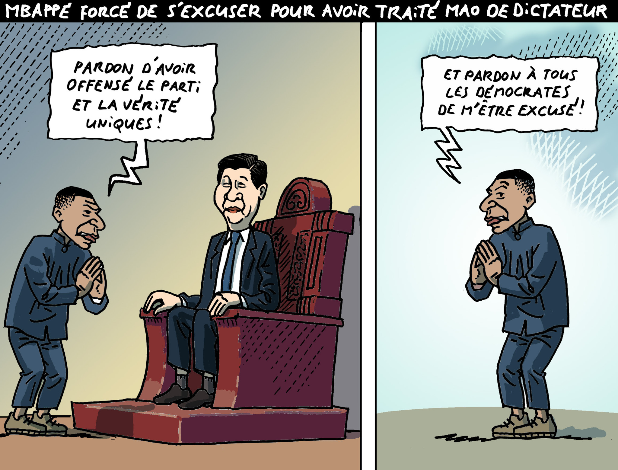 Dessin du 29 octobre: Mbappé forcé de s’excuser pour avoir traité Mao de dictateur