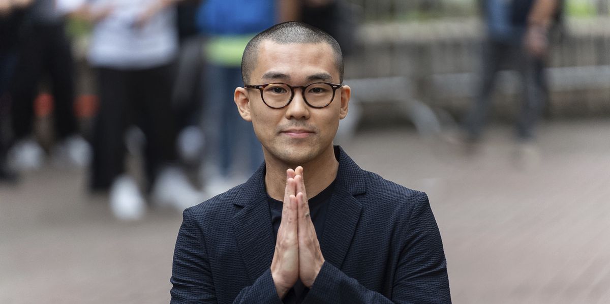 Michael Pang, a former pro-democracy district councilor, arrives at the West Kowloon Magistrates' Courts in Hong Kong, Thursday, May 30, 2024, ahead of verdicts in national security case. (AP Photo/Chan Long Hei)