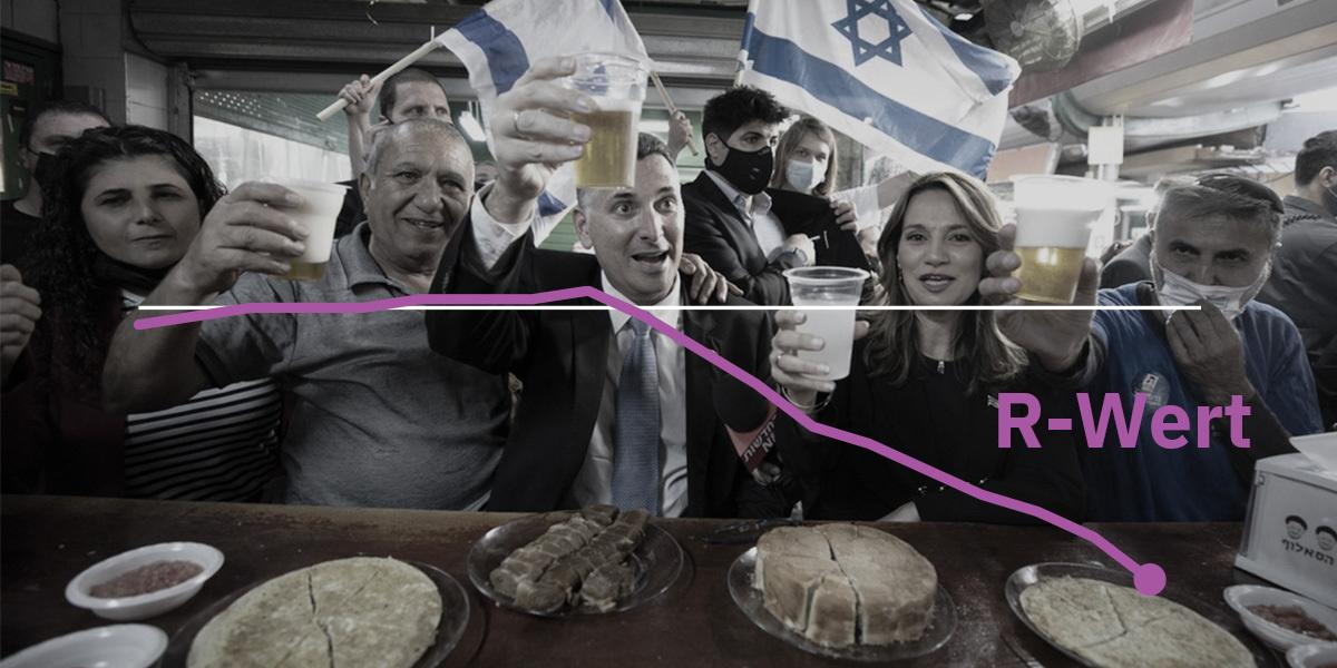 Können wieder feiern wie vor Corona: Der israelische Politiker Gideon Saar (Mitte) auf Wahlkampftour in Tel Aviv am 17. März 2021.