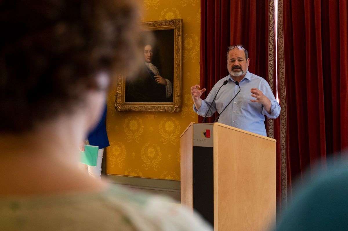 Le conseiller administratif Sami Kanaan, chargé de la Culture, en mai 2022 au Palais Eynard.