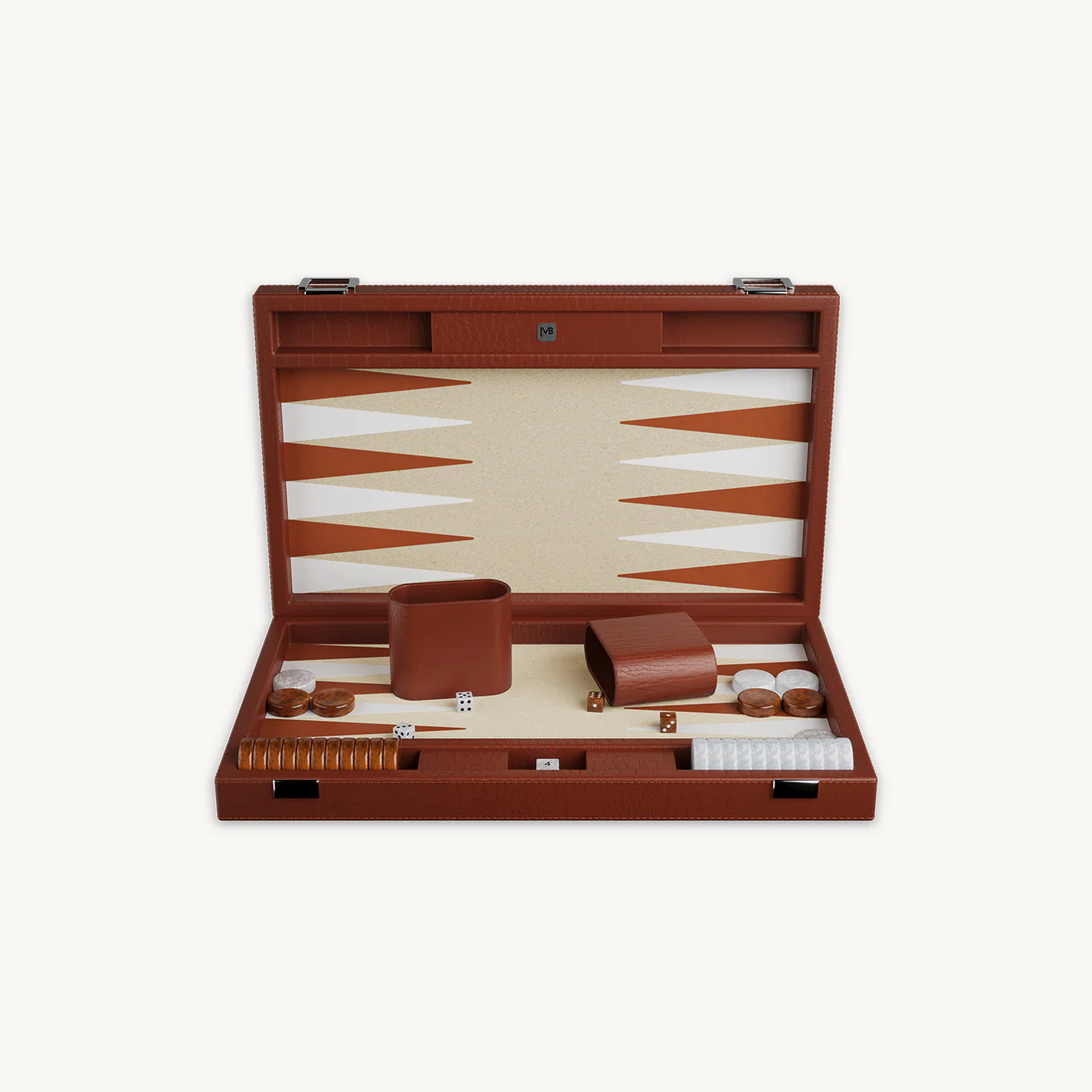 Backgammon – Mallette De Voyage En Cuir Avec Plateau Carte Du Monde – 2 Joueurs – 30 Pions, 4 Dés, Dé Multiplicateur
