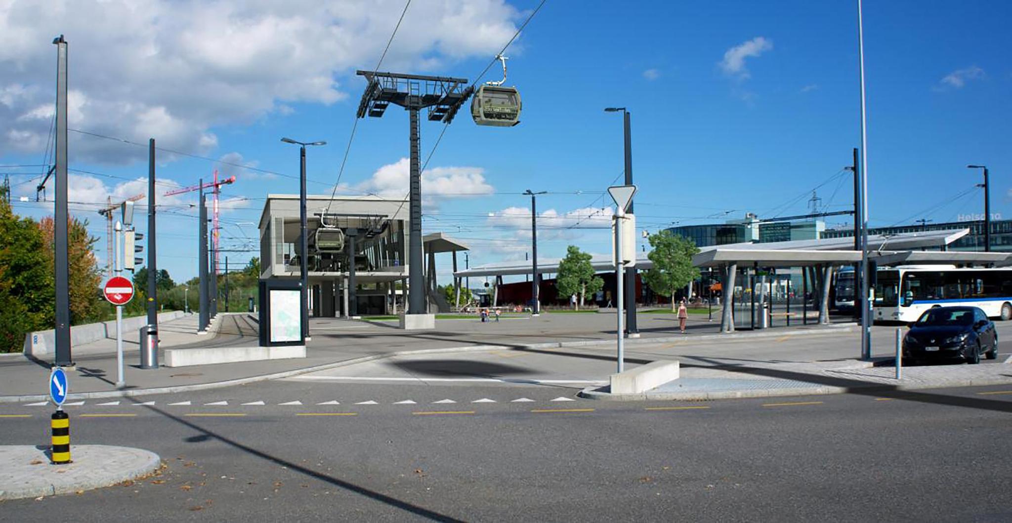 Seilbahnen im Stadtgebiet: So soll die Talstation der Zooseilbahn in Stettbach dereinst aussehen.