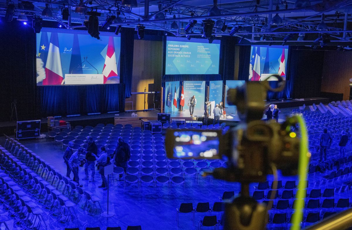 15  novembre 2023  LAUSANNE      AMPHIMAX    site de L'Unil 24h avant la rencontre entre Marcon et Berset      PHOTO: Patrick Martin/24Heures 