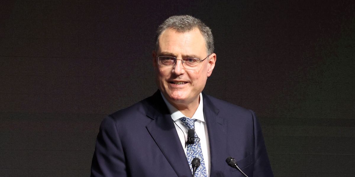 epa11378575 Thomas Jordan, head of the Swiss National Bank, delivers a keynote speech during the Bank of Korea's annual conference at its headquarters in Seoul, South Korea, 30 May 2024.  EPA/YONHAP SOUTH KOREA OUT